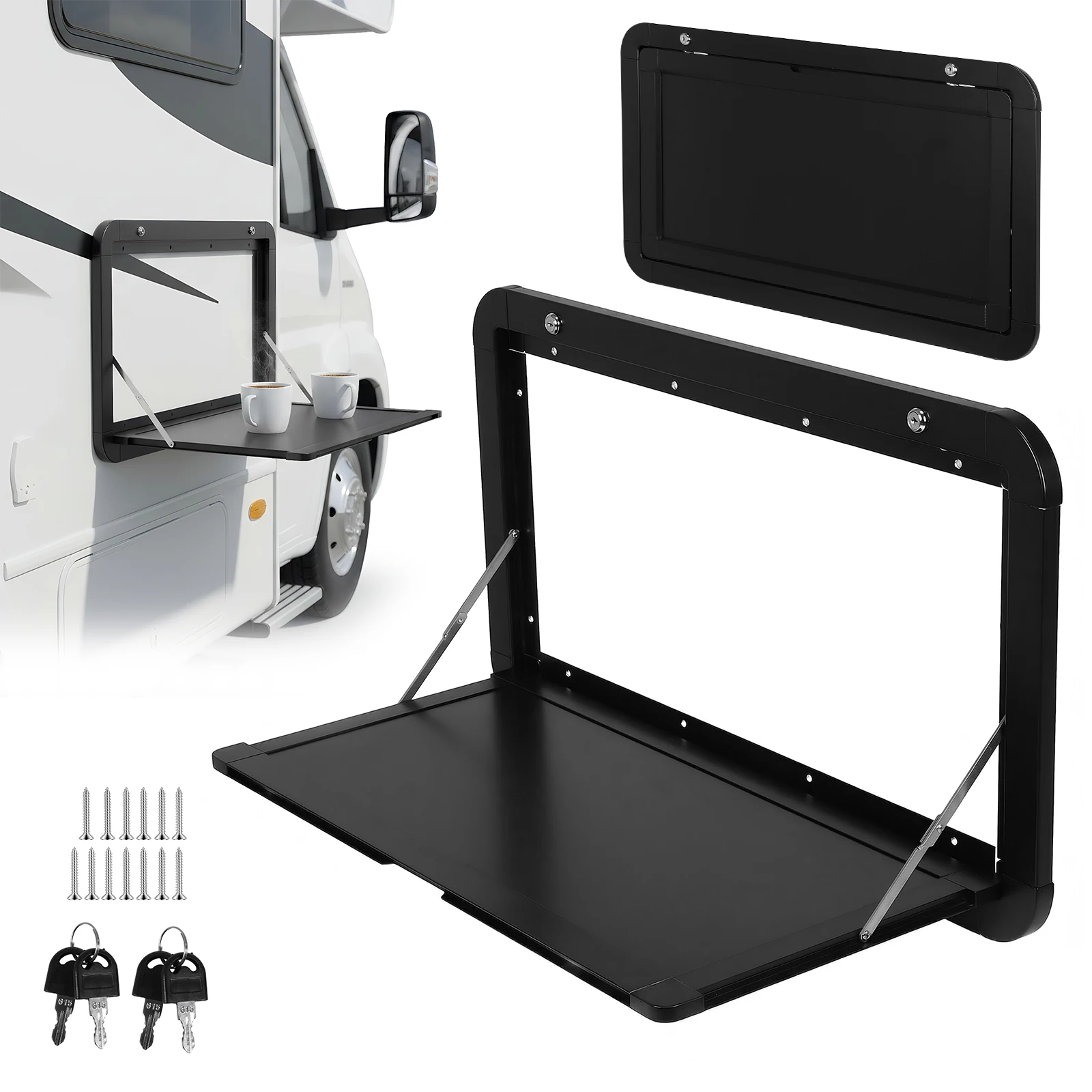 32x18inch Wall Mounted Desk Kit with Locking Latches Hanging Dining RV Tables Large Capacity for Campervans & Motorhomes
32x18inch Wall Mounted Desk Kit with Locking Latches Hanging Dining RV Tables Large Capacity for Campervans & Motorhomes