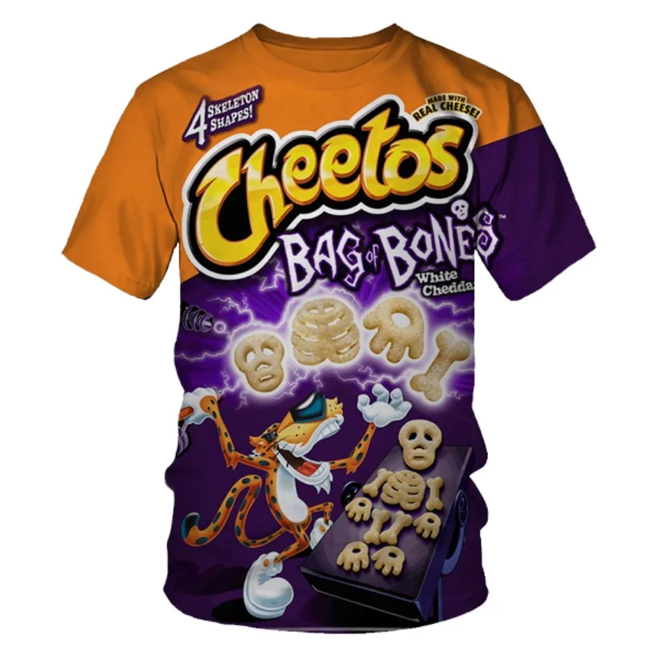 Hip hop men's clothing graphic t shirts 3D digital printing fashionable potato chip pattern short sleeved loose round neck top
Hip hop men's clothing graphic t shirts 3D digital printing fashionable potato chip pattern short sleeved loose round neck top