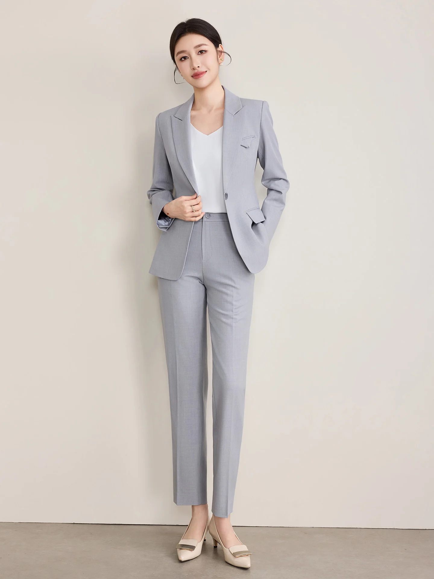 Ele Light ey Profional Suit Set for Women Formal Ocn Businwear Slim Fit Polyester Fiber Long Sve One Button
Ele Light ey Profional Suit Set for Women Formal Ocn Businwear Slim Fit Polyester Fiber Long Sve One Button