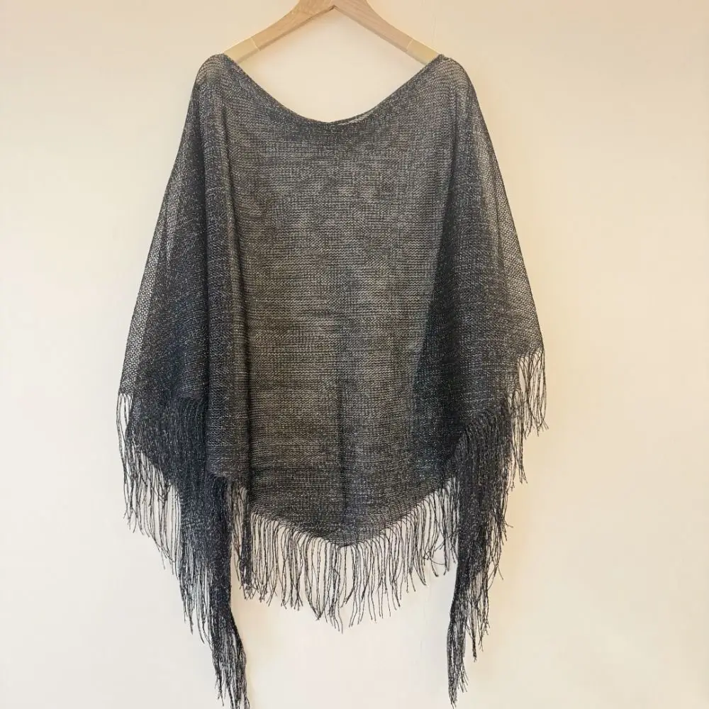 New Knit Tassel Knit Poncho Top with Tassel Off Shoulder Beach Cover Up Casual Shimmer Asymmetrical Shawl Scarf Spring Summer
New Knit Tassel Knit Poncho Top with Tassel Off Shoulder Beach Cover Up Casual Shimmer Asymmetrical Shawl Scarf Spring Summer