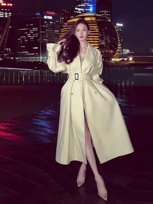 Korean Sle Long Coat Women's Spring Autumn New Sle Waist-Cinching Notch Collar Double-Breasted Elegance Outerwear
Korean Sle Long Coat Women's Spring Autumn New Sle Waist-Cinching Notch Collar Double-Breasted Elegance Outerwear