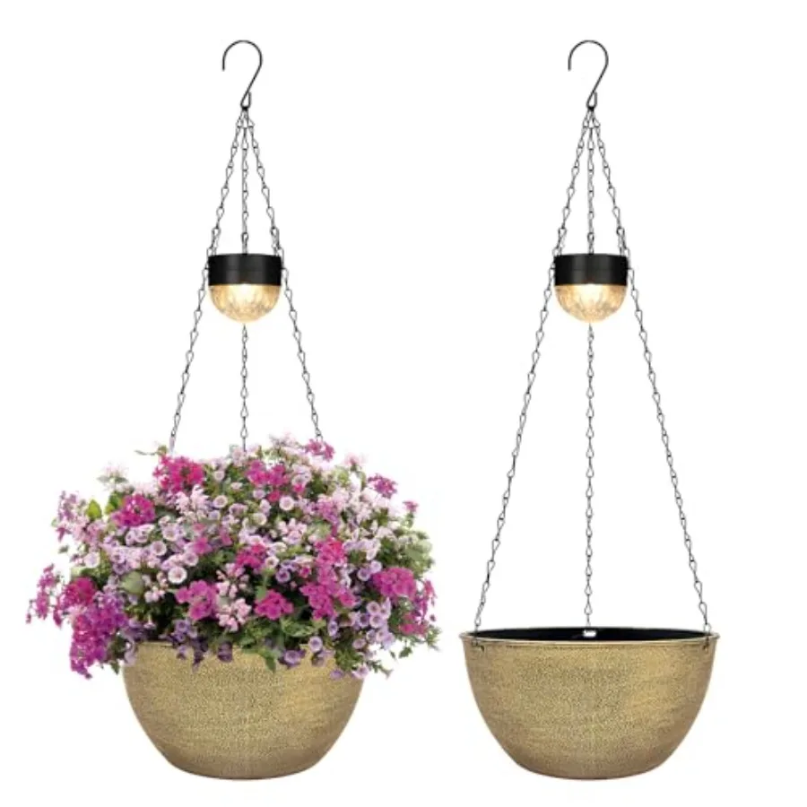 2 Packs Solar Hanging Basket Planters for Plants Outdoor, Self Watering Flower Plants Pots with Solar Light Drainer for Balcony
2 Packs Solar Hanging Basket Planters for Plants Outdoor, Self Watering Flower Plants Pots with Solar Light Drainer for Balcony
