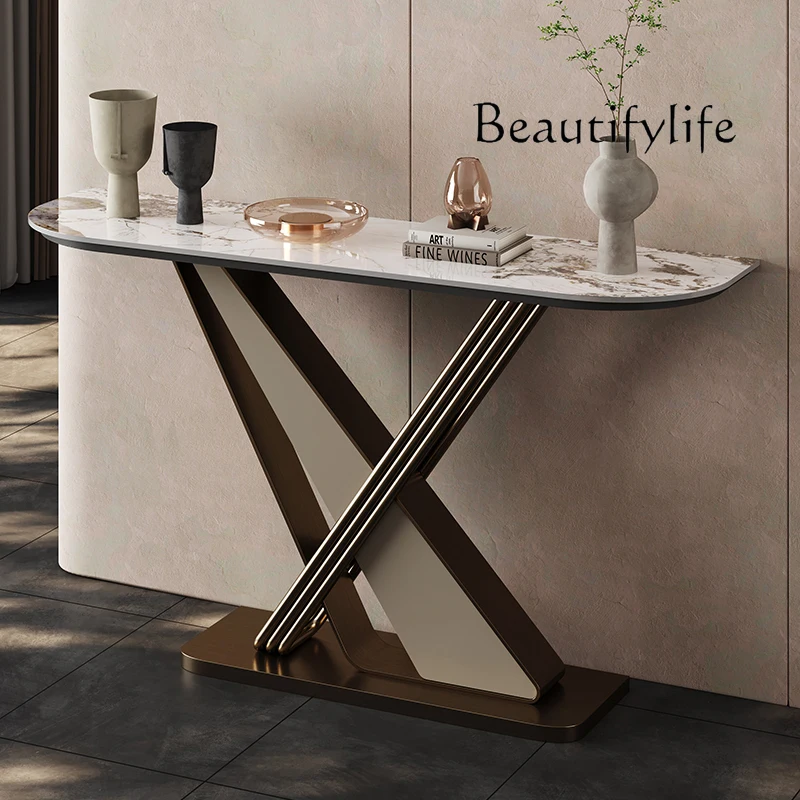Nordic simple modern light luxury entrance table stainless steel rock slab hotel lobby entrance foyer end view table
Nordic simple modern light luxury entrance table stainless steel rock slab hotel lobby entrance foyer end view table