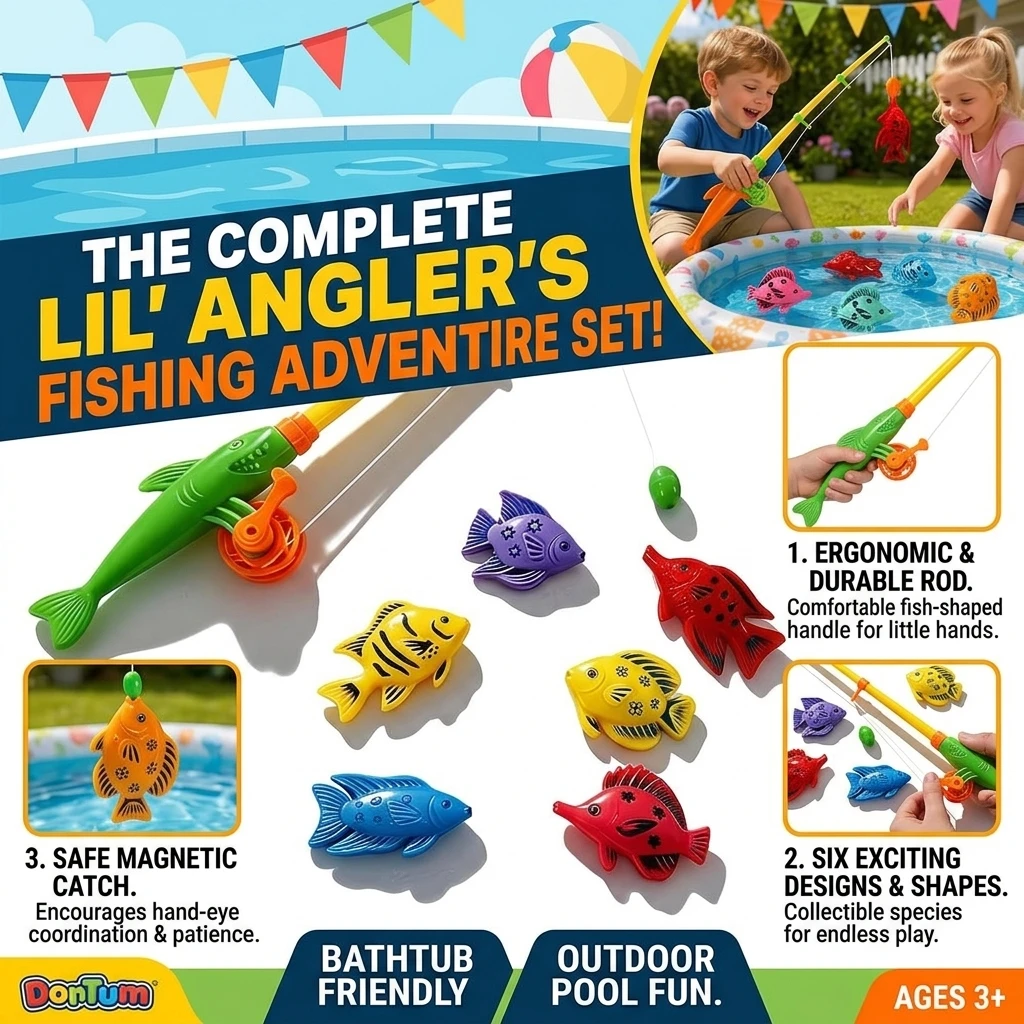 Magnetic Fishing Toy Set for Kids - 6 Double-Sided Fish And 1 Fishing Rod Popular Educational Play Set
Magnetic Fishing Toy Set for Kids - 6 Double-Sided Fish And 1 Fishing Rod Popular Educational Play Set