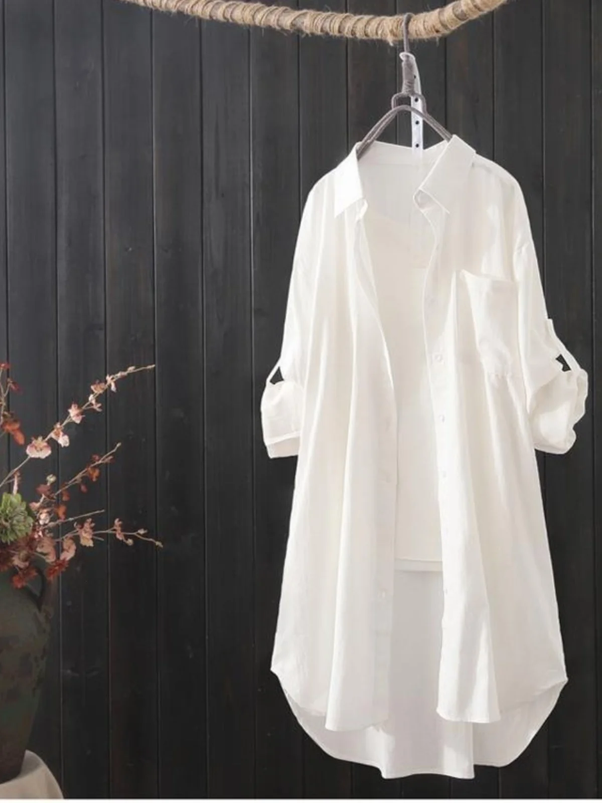 Loose Long Sve irt Jaet for Women Pure Color Turn-down Collar Outerwear Street Sle Casual Faion Chinese Origin
Loose Long Sve irt Jaet for Women Pure Color Turn-down Collar Outerwear Street Sle Casual Faion Chinese Origin