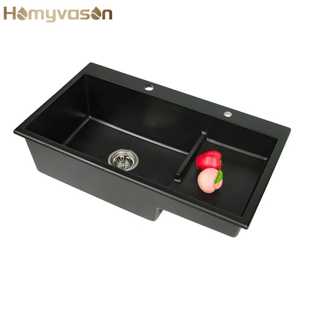 Quartz/Granite Artificial Stone Built-in Drainboard Single Bowl Kitchen Sink
Quartz/Granite Artificial Stone Built-in Drainboard Single Bowl Kitchen Sink