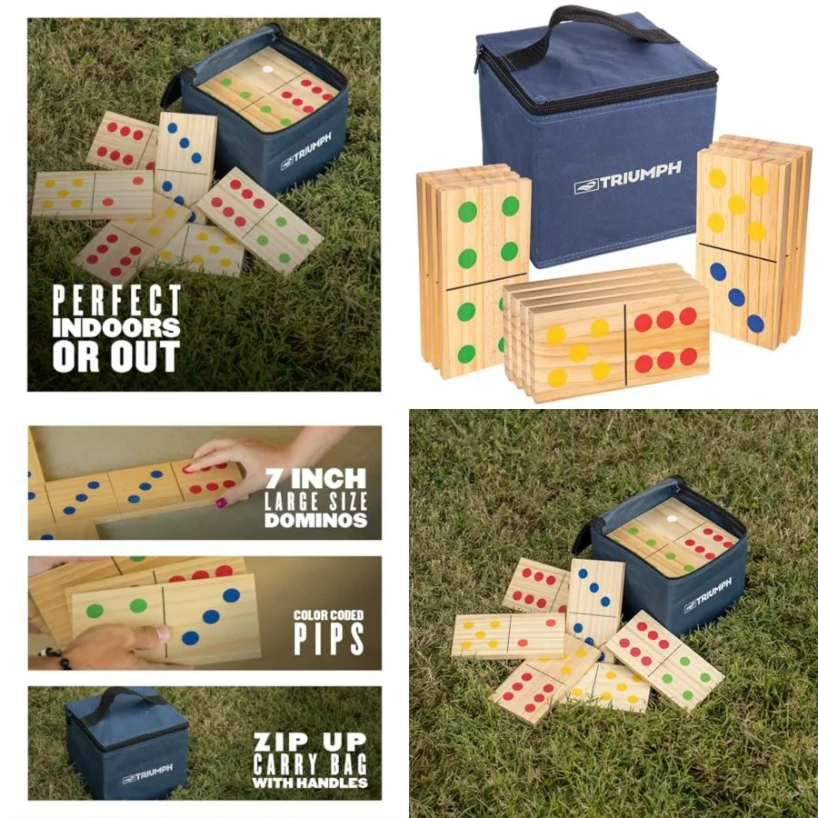 Triumph 28-Piece Wood Lawn Outdoor Large-Format Domino Set Includes Storage Carry Bag
Triumph 28-Piece Wood Lawn Outdoor Large-Format Domino Set Includes Storage Carry Bag