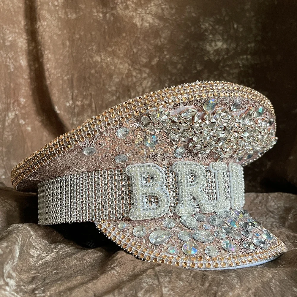 New Women Wedding Bride Captain Hat for Queen Luxury Rhinestone Military Hat Sergeant Hat Hen Festival Birthday Part Hat
New Women Wedding Bride Captain Hat for Queen Luxury Rhinestone Military Hat Sergeant Hat Hen Festival Birthday Part Hat