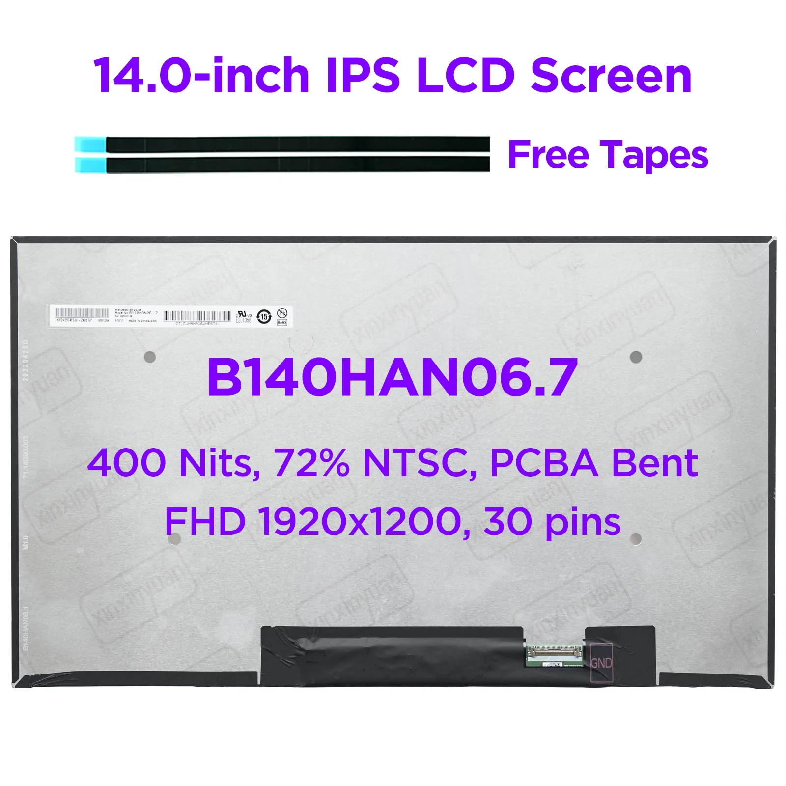 14.0-Inch IPS Laptop LCD Screen B140HAN06.7 MNE001BA1-1 N140HCG-GE1 for HP 400nits 72% NTSC Display Panel FHD1920x1080 30pins
14.0-Inch IPS Laptop LCD Screen B140HAN06.7 MNE001BA1-1 N140HCG-GE1 for HP 400nits 72% NTSC Display Panel FHD1920x1080 30pins