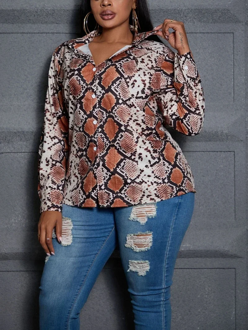 Plus Size Women's 1XL-5XL Casual Long Sleeved Leopard Print Blouse Shirt Ladies Spring and Autumn Lapel Fashionable Button Top
Plus Size Women's 1XL-5XL Casual Long Sleeved Leopard Print Blouse Shirt Ladies Spring and Autumn Lapel Fashionable Button Top