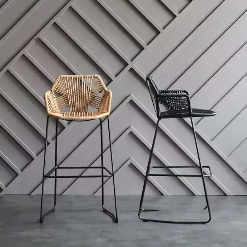 Bar Furniture Restaurant Cafe Leisure Bar Stool Nordic PP Rattan Bar Chair Household Outdoor Courtyard Back High Chairs 
Bar Furniture Restaurant Cafe Leisure Bar Stool Nordic PP Rattan Bar Chair Household Outdoor Courtyard Back High Chairs