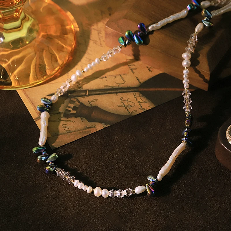 Ожерелье из стекла с градиентом из натурального жемчуга в стиле барокко, новый стиль, индивидуальное ожерелье, банкетное свадебное женское ювелирное изделие GN0861
Ожерелье из стекла с градиентом из натурального жемчуга в стиле барокко, новый стиль, индивидуальное ожерелье, банкетное свадебное женское ювелирное изделие GN0861