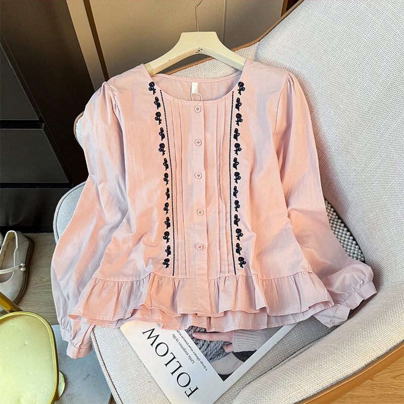 Matakawa Embroidered Floral Women Shirts&blouses Sweet Spring Autumn Blusas Mujer Korean Fashion Vintage Elegant Camisas
Matakawa Embroidered Floral Women Shirts&blouses Sweet Spring Autumn Blusas Mujer Korean Fashion Vintage Elegant Camisas