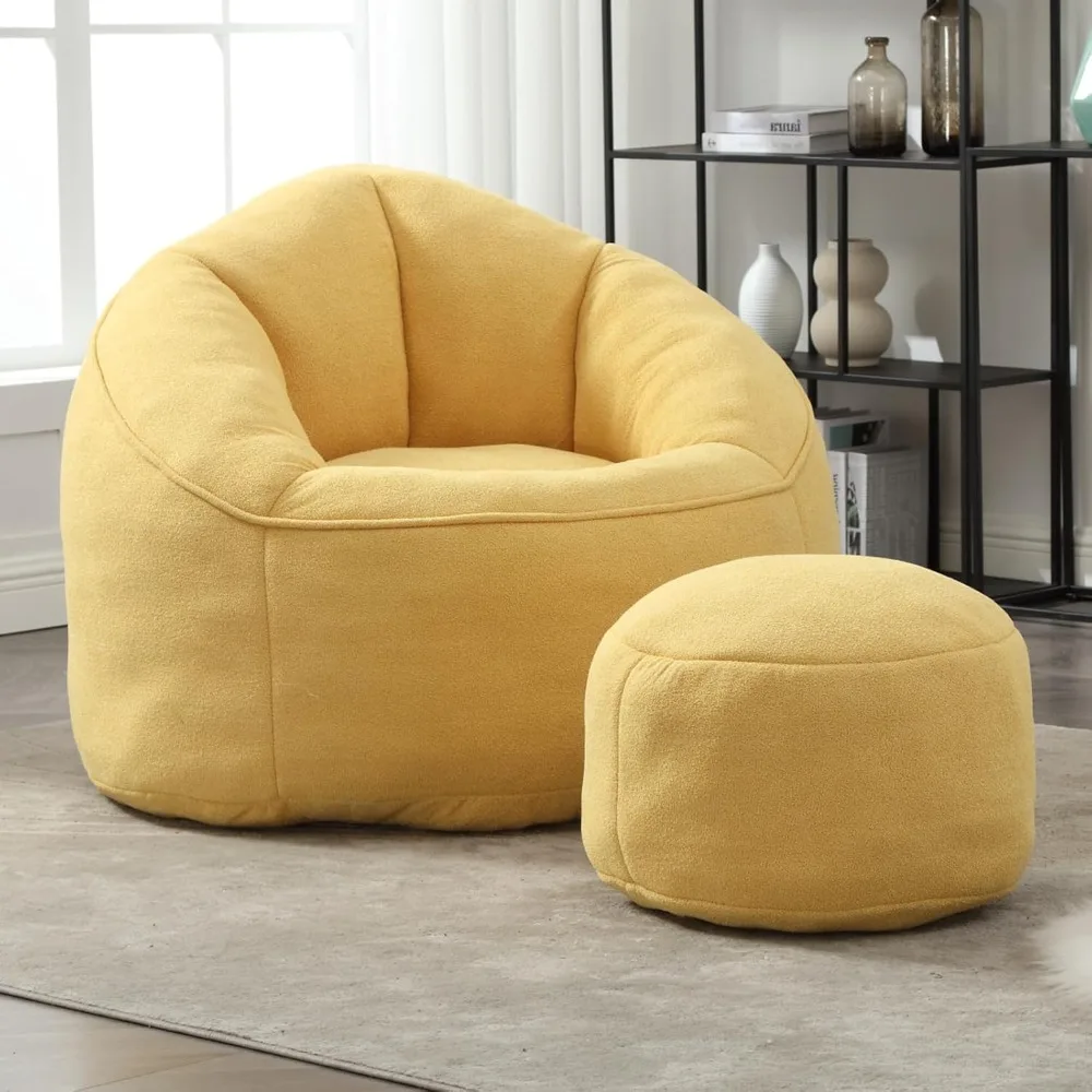 Bean Bag Chair for Adult, Microfiber Upholstered Bean Bag Sofa with Petal Back, Shell-Shaped Beanbag Chair with Footstool, Memor
Bean Bag Chair for Adult, Microfiber Upholstered Bean Bag Sofa with Petal Back, Shell-Shaped Beanbag Chair with Footstool, Memor