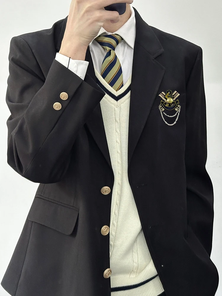 Casual Black Suit Jacket for Men Single Button School Uniform Style Youthful Vitality Pattern Standard Fit Long Sleeve Four S...
Casual Black Suit Jacket for Men Single Button School Uniform Style Youthful Vitality Pattern Standard Fit Long Sleeve Four S...