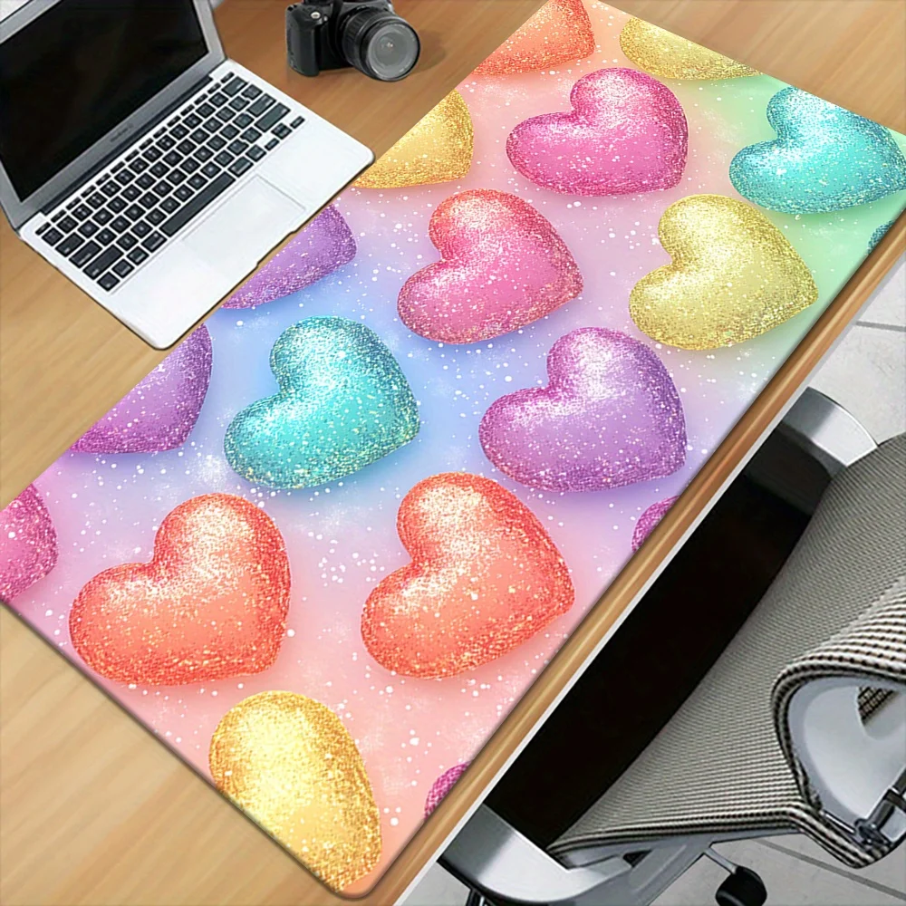 Large Gaming Mouse Pad Beautiful Glitter Hearts Desk Mat Anime Pink Rug Stitched Rubber Edge Cute Keyboard Pads for Office Decor
Large Gaming Mouse Pad Beautiful Glitter Hearts Desk Mat Anime Pink Rug Stitched Rubber Edge Cute Keyboard Pads for Office Decor