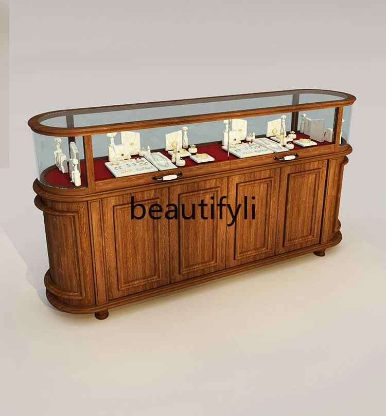 Clothing store oval Nakajima jewelry cabinet Nakajima exhibition table retro glass side cabinet display booth customization
Clothing store oval Nakajima jewelry cabinet Nakajima exhibition table retro glass side cabinet display booth customization