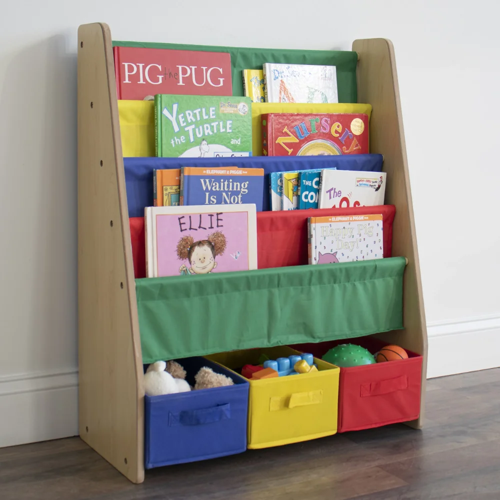 2023 New Kids Bookcase with 4 Shelves and 3 Fabric Bins, Natural Wood/Primary
2023 New Kids Bookcase with 4 Shelves and 3 Fabric Bins, Natural Wood/Primary