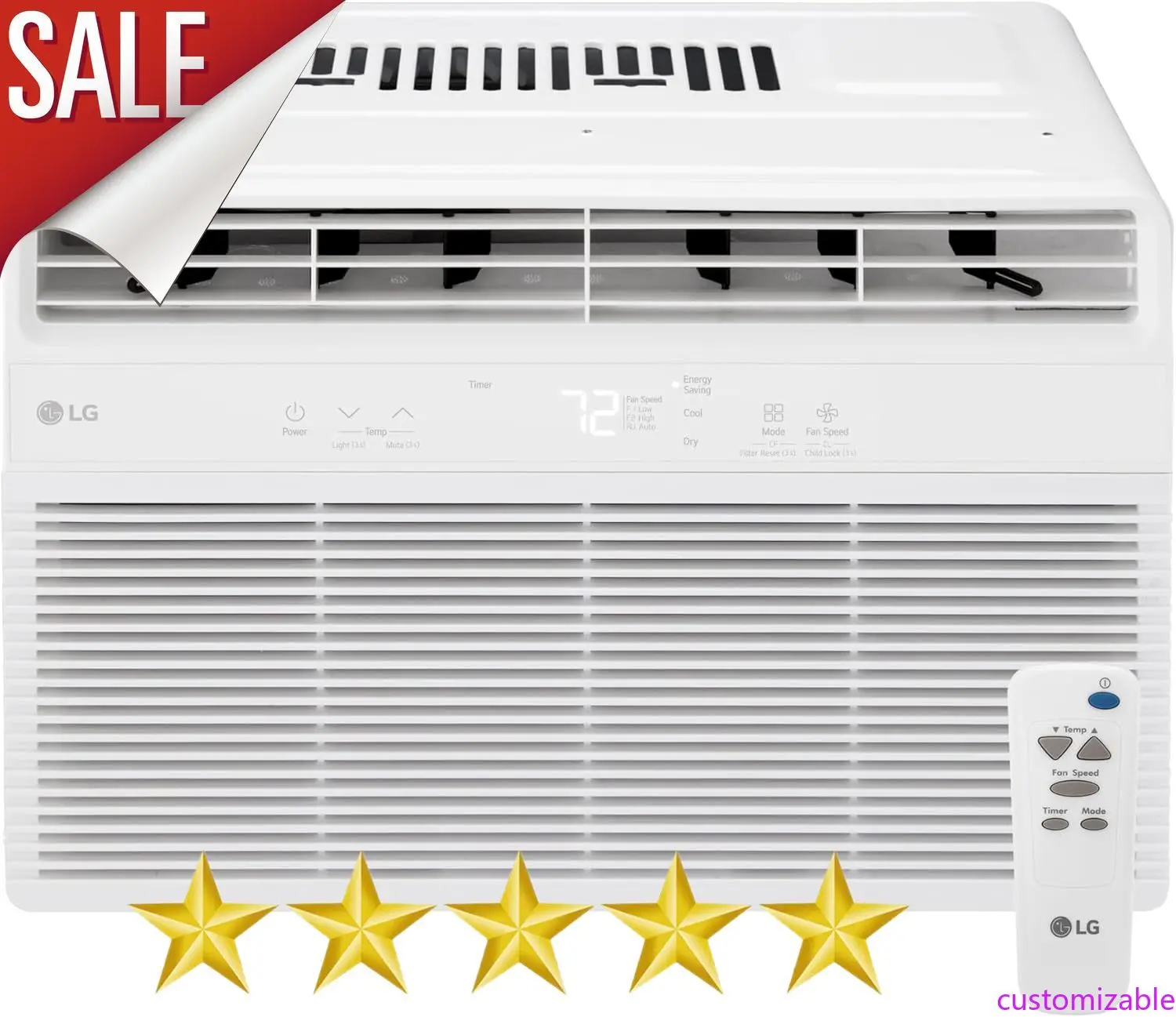 Customizable 5,000 BTU Window Air Conditioner, Cools 150 Sq.Ft. (10' x 15' Room Size), Quiet Operation, Electronic Control AC
Customizable 5,000 BTU Window Air Conditioner, Cools 150 Sq.Ft. (10' x 15' Room Size), Quiet Operation, Electronic Control AC