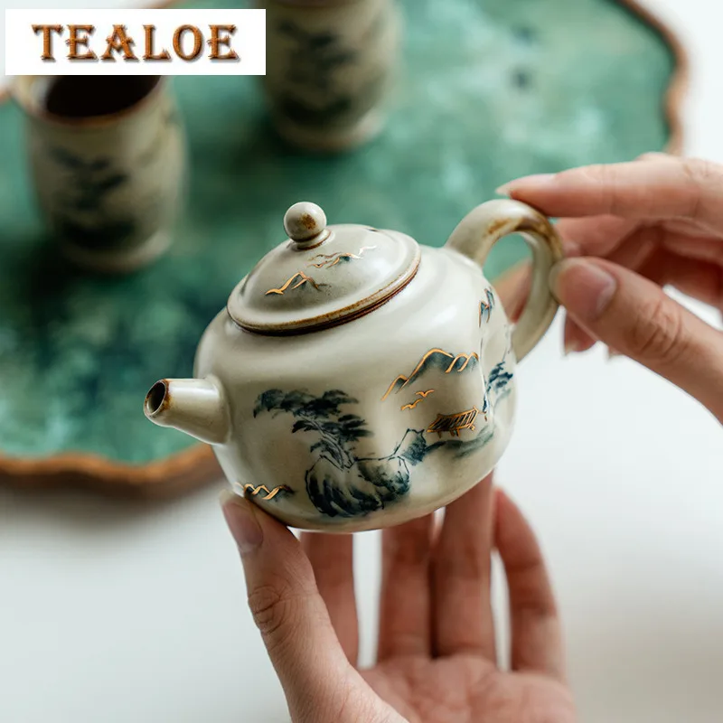 Antique Gold Drawing Pure Teapot Luxury Hand-painted Mountains Pot Tea Maker Kettle Chinese Kung Fu Tea Ceremony Decoration Gift
Antique Gold Drawing Pure Teapot Luxury Hand-painted Mountains Pot Tea Maker Kettle Chinese Kung Fu Tea Ceremony Decoration Gift