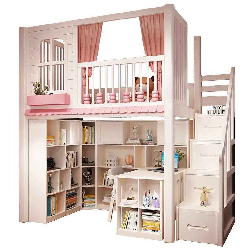 On the bed under the table household tree house pure solid wood children's bed desk
On the bed under the table household tree house pure solid wood children's bed desk