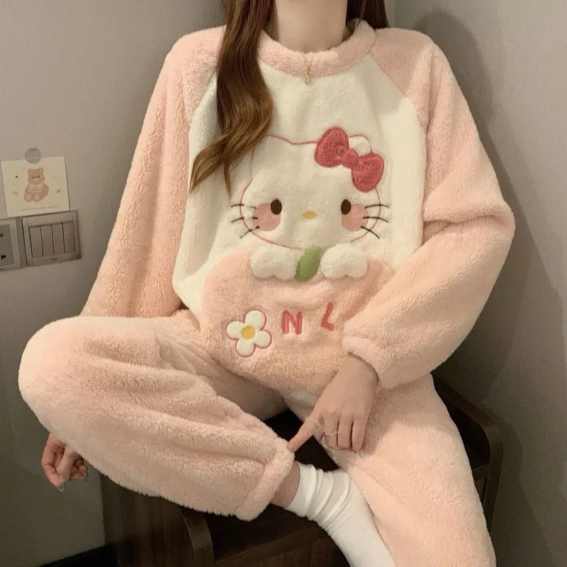 Kawaii Hello Kitty Sanrio Children Cute Cartoon Comfortable Warm Pajamas Student Plush Thickened Hoodie Trousers Gift for Kids
Kawaii Hello Kitty Sanrio Children Cute Cartoon Comfortable Warm Pajamas Student Plush Thickened Hoodie Trousers Gift for Kids