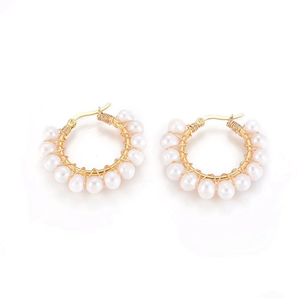 2 Pair Stainless Steel Hoop Earrings with Natural Pearls Ring Earring for Women Fashion Jewelry Ear Buckle 34.5x36x7mm
2 Pair Stainless Steel Hoop Earrings with Natural Pearls Ring Earring for Women Fashion Jewelry Ear Buckle 34.5x36x7mm