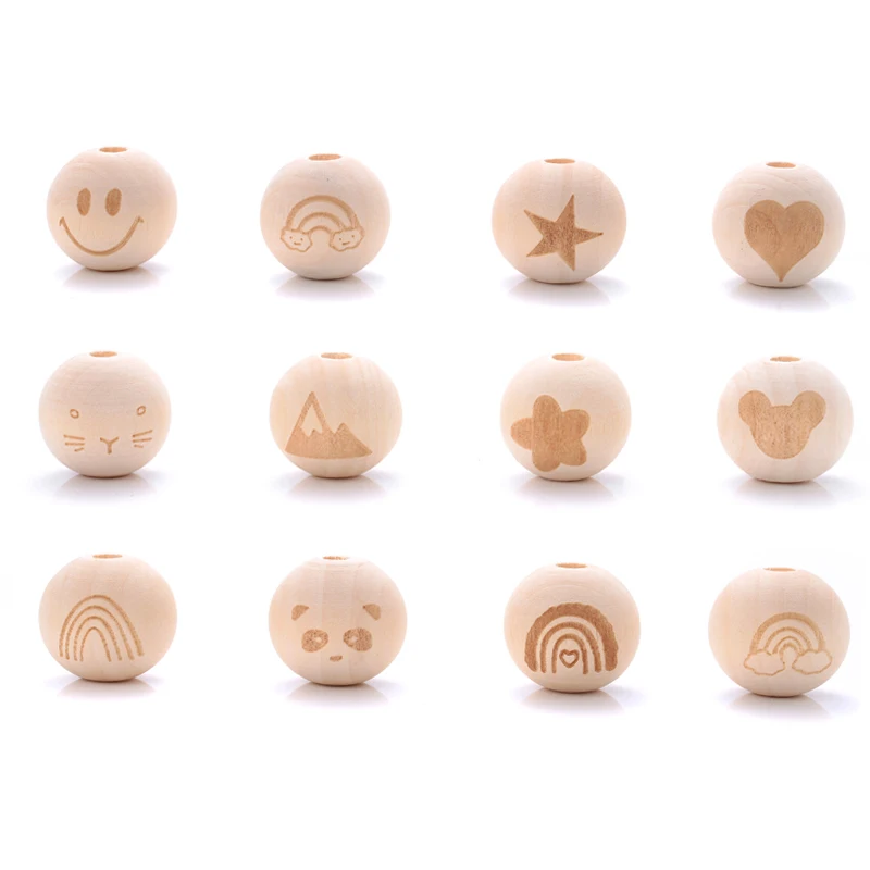 10Pcs 20mm Hemu Wooden Beads Two-sided Printing Heart Five-pointed Star Rainbow Pattern Natural Ball Round Teether Beads
10Pcs 20mm Hemu Wooden Beads Two-sided Printing Heart Five-pointed Star Rainbow Pattern Natural Ball Round Teether Beads