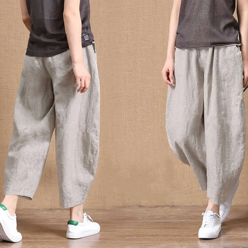 Summer Women Cotton Linen Harem Pants Loose Thin Elastic Waist Wide Leg Casual Trousers for Ladies Ankle Length Pants PT-574
Summer Women Cotton Linen Harem Pants Loose Thin Elastic Waist Wide Leg Casual Trousers for Ladies Ankle Length Pants PT-574