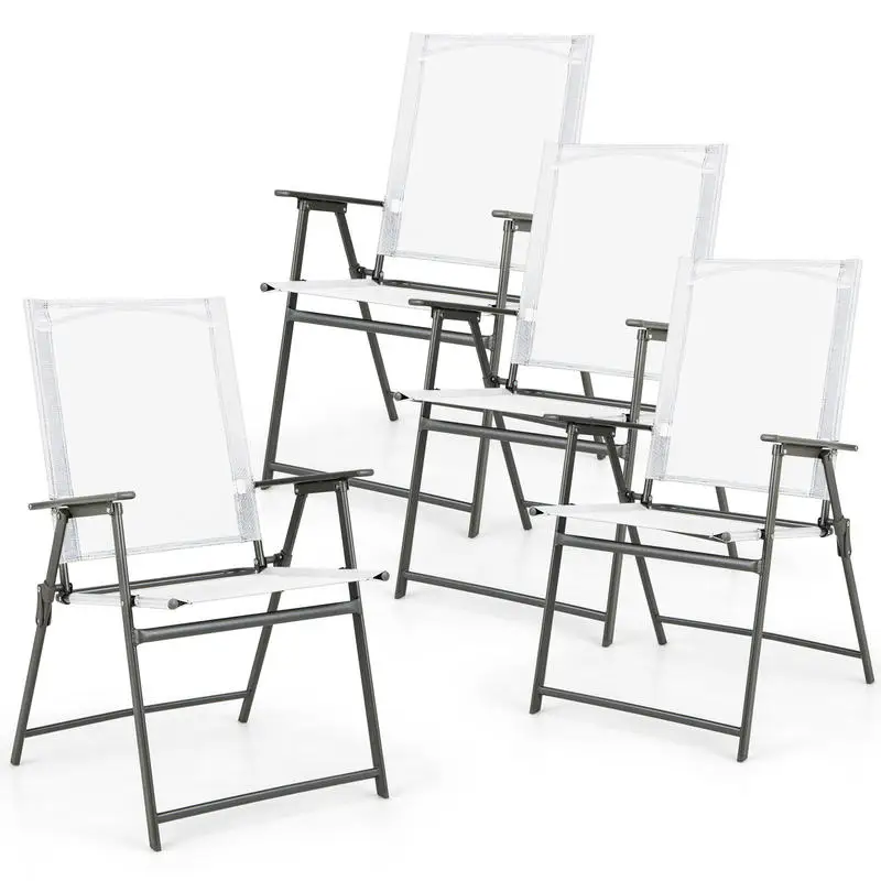 Set of 4 Patio Folding Chair Set with Rustproof Metal Frame-White
Set of 4 Patio Folding Chair Set with Rustproof Metal Frame-White
