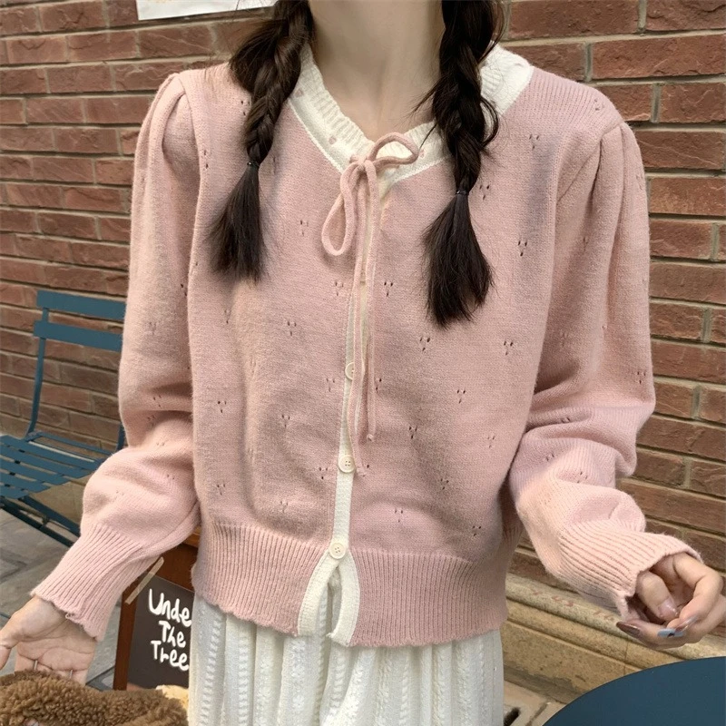 Harajuku однотонный женский кардиган с длинными рукавами, корейский розовый топ на шнуровке с бантом, короткие пальто, повседневные свободные шикарные свитера с круглым вырезом Y2k
Harajuku однотонный женский кардиган с длинными рукавами, корейский розовый топ на шнуровке с бантом, короткие пальто, повседневные свободные шикарные свитера с круглым вырезом Y2k