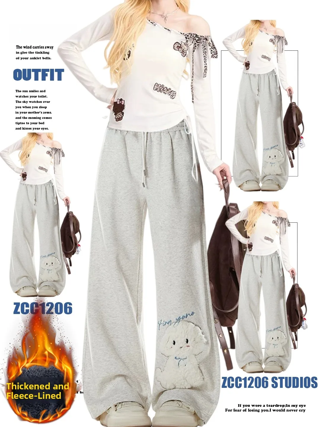 Cute Dog Embroidered Plush Casual Sweatpants Women's Autumn Winter New Style Straight Loose Sports Pants Fashionable All-Match
Cute Dog Embroidered Plush Casual Sweatpants Women's Autumn Winter New Style Straight Loose Sports Pants Fashionable All-Match