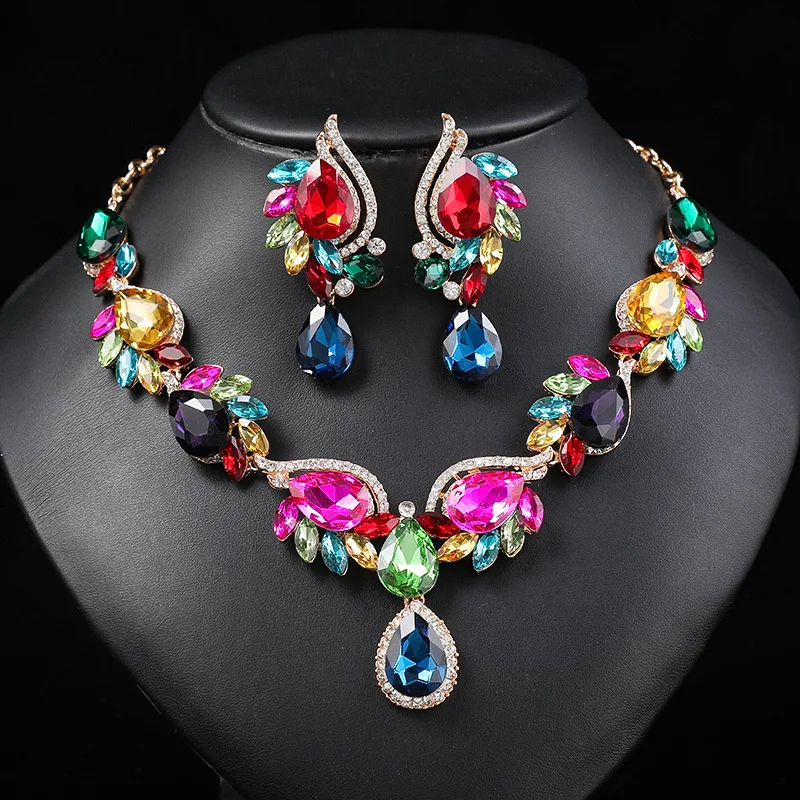 European and American multi-color gemstone necklace set, women's fashion bridal banquet dress, cross-border e-commerce hot selli
European and American multi-color gemstone necklace set, women's fashion bridal banquet dress, cross-border e-commerce hot selli