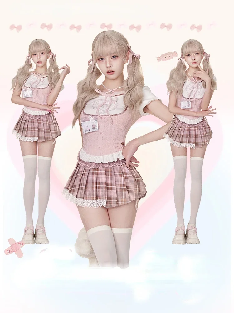 2025 Summer Sweet Ctue комплект из 2 предметов с юбкой, женские повседневные топы Kawaii, элегантная тонкая кружевная мини-юбка, корейская модная юбка, костюмы, новинка
2025 Summer Sweet Ctue комплект из 2 предметов с юбкой, женские повседневные топы Kawaii, элегантная тонкая кружевная мини-юбка, корейская модная юбка, костюмы, новинка