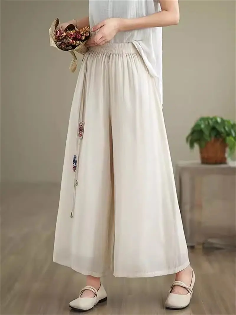 Summer High Waist Loose Straight Wide Leg Pants Ethnic Style Thin Chinese Artistic And Retro Silk Elegant Women's Trousers K1516
Summer High Waist Loose Straight Wide Leg Pants Ethnic Style Thin Chinese Artistic And Retro Silk Elegant Women's Trousers K1516