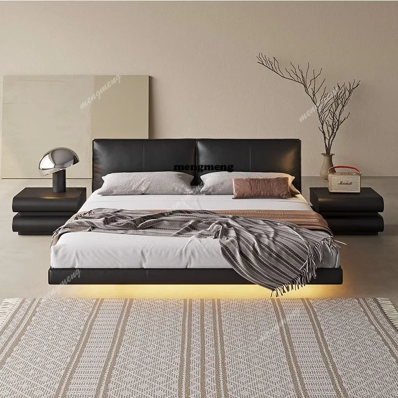 Italian suspension bed light luxury black leather bed modern master bedroom soft bed
Italian suspension bed light luxury black leather bed modern master bedroom soft bed