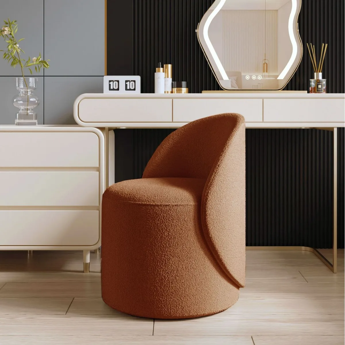 #Makeup stool, rotatable bedroom dressing stool, winter lamb wool fabric, home shoe changing stool, nail chair, leisure chair
#Makeup stool, rotatable bedroom dressing stool, winter lamb wool fabric, home shoe changing stool, nail chair, leisure chair