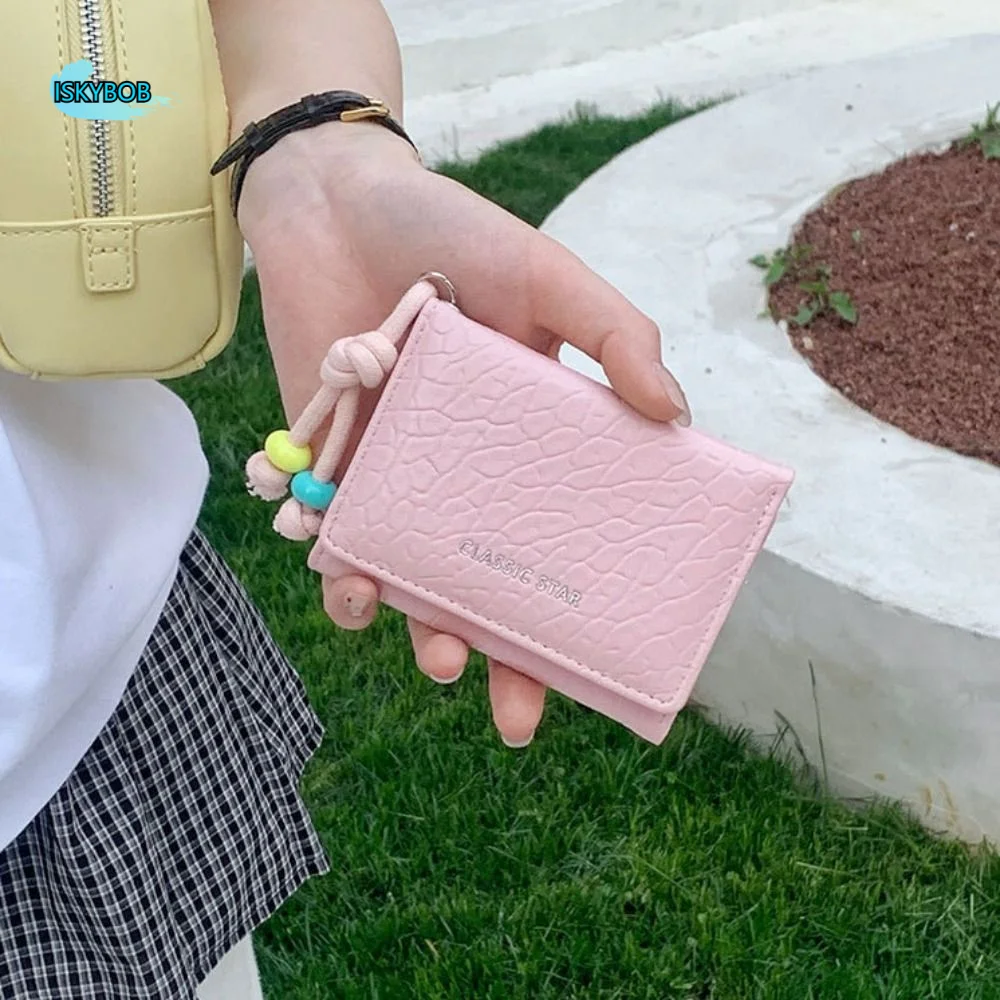 Sweet Cute Tri-Fold Purses PU Leather Portable Folding Card Holder Multiple Card Slot Bead Chain Candy Color Wallet Student
Sweet Cute Tri-Fold Purses PU Leather Portable Folding Card Holder Multiple Card Slot Bead Chain Candy Color Wallet Student