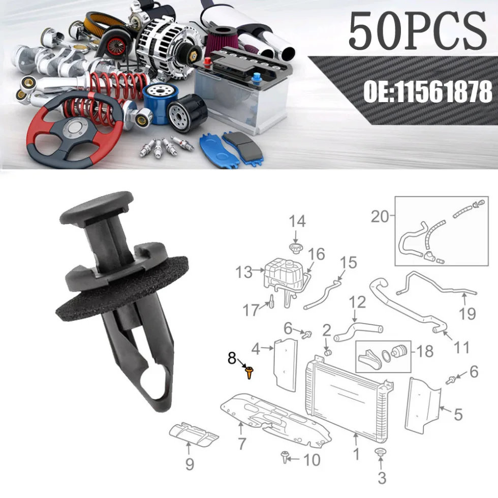 50pcs Car Clip Fasteners Car Radiator Core Support Upper Panel Cover Retainer Nylon Clip Car Bumper Buckle For 11561878
50pcs Car Clip Fasteners Car Radiator Core Support Upper Panel Cover Retainer Nylon Clip Car Bumper Buckle For 11561878