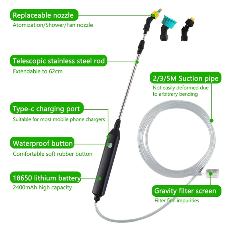 Electric Garden Watering Spray With Hose USB Adjustable Lawn Sprayer Nozzle Sprinkler Weeds Plant Mister
Electric Garden Watering Spray With Hose USB Adjustable Lawn Sprayer Nozzle Sprinkler Weeds Plant Mister