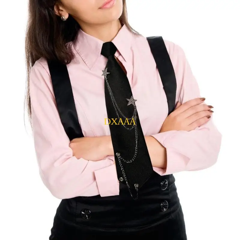 DXAA японский панк женский галстук со звездой и цепочкой Harajuku винтажный регулируемый предварительно завязанный галстук
DXAA японский панк женский галстук со звездой и цепочкой Harajuku винтажный регулируемый предварительно завязанный галстук