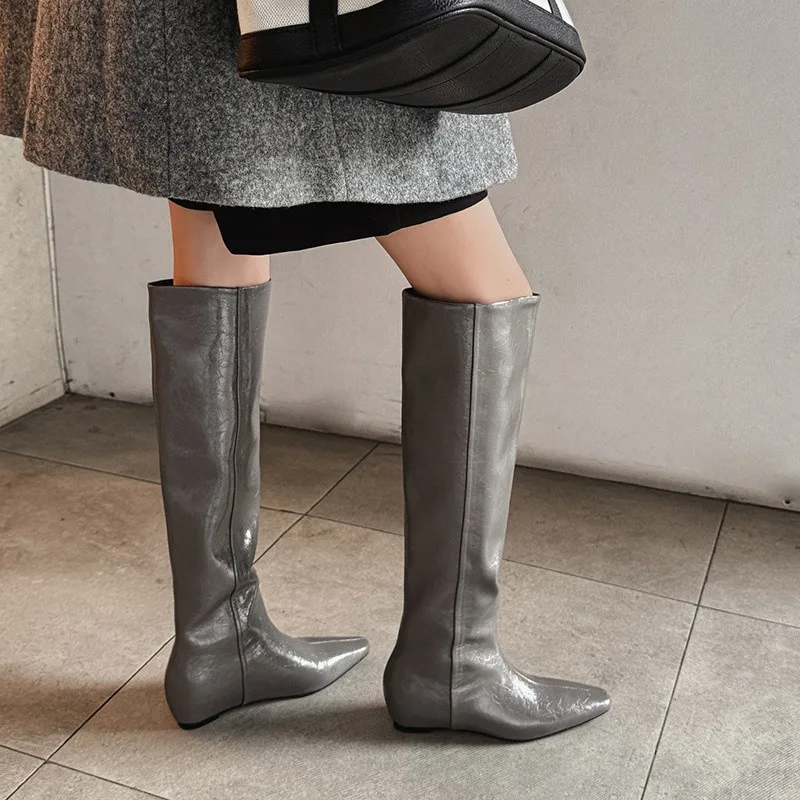 MKKHOU Fashion Knee High Boots Women's New High Quality Genuine Leather Square Head Tall Flat Leather Boots Modern Knee Boots
MKKHOU Fashion Knee High Boots Women's New High Quality Genuine Leather Square Head Tall Flat Leather Boots Modern Knee Boots