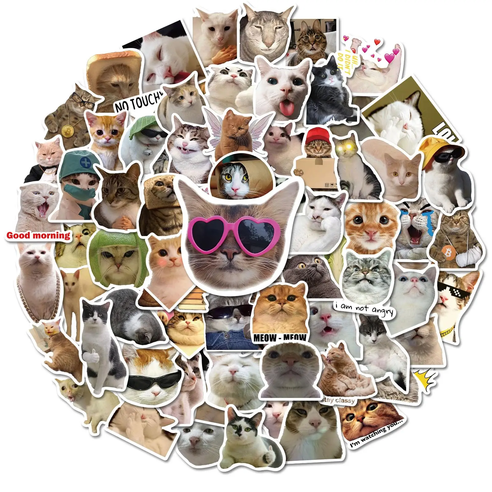 50pcs Cartoon Funny Cat Sticker Sheets for Journals, Personalized Graffiti, Suitcases, Phone Cases, Guitars, and Skateboards
50pcs Cartoon Funny Cat Sticker Sheets for Journals, Personalized Graffiti, Suitcases, Phone Cases, Guitars, and Skateboards
