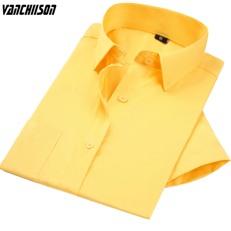 Men Casual Shirt Short Sleeve for Summer Office Work Solid Yellow Male Fashion Clothing 00527
Men Casual Shirt Short Sleeve for Summer Office Work Solid Yellow Male Fashion Clothing 00527