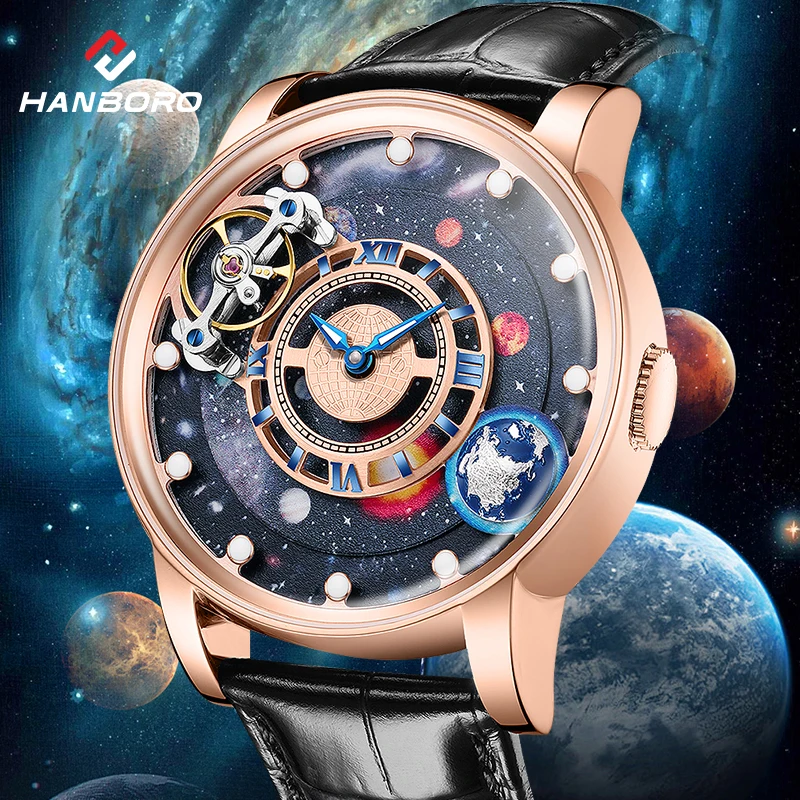 HANBORO Eight Planets Automatic Flywheel Balance Wheel Rotating Dial Luxury Men's Automatic Mechanical Watch
HANBORO Eight Planets Automatic Flywheel Balance Wheel Rotating Dial Luxury Men's Automatic Mechanical Watch