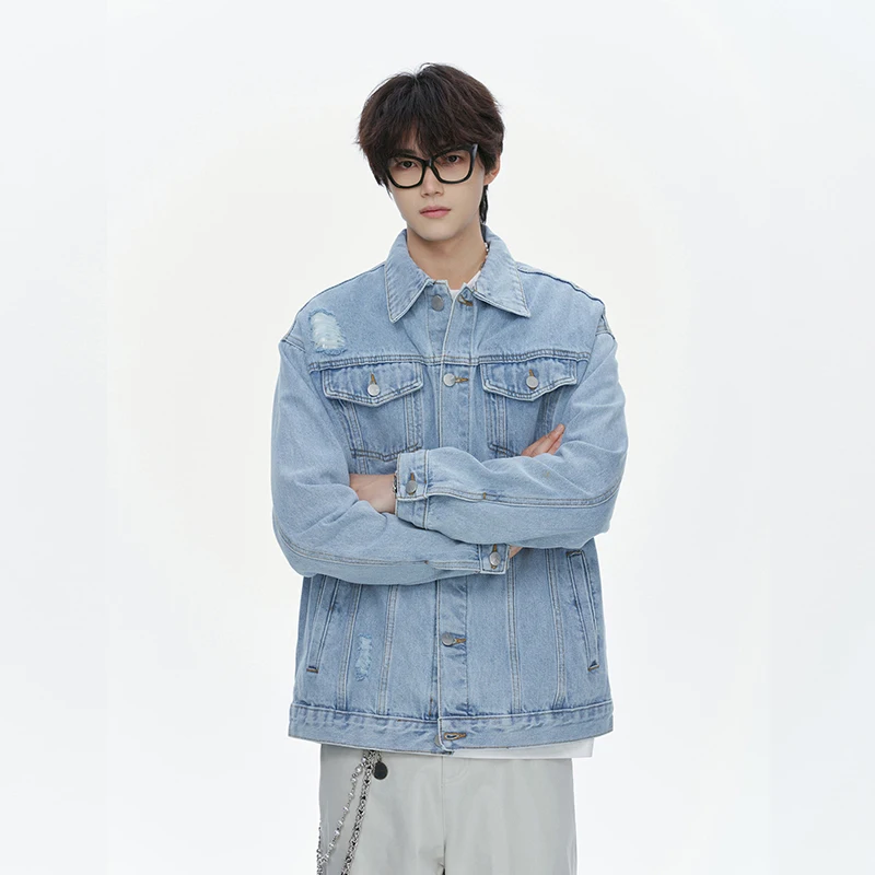 New 2025 Autumn Streetwear Fashion Hole Black Denim Jacket Men High Street Metal Loose Men's Ripped Jeans Jacket Men Clothing
New 2025 Autumn Streetwear Fashion Hole Black Denim Jacket Men High Street Metal Loose Men's Ripped Jeans Jacket Men Clothing
