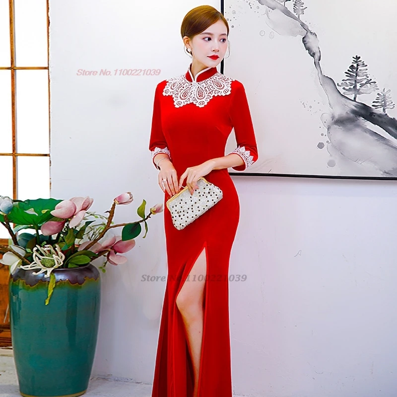 Китайское винтажное платье 2025 года, улучшенное бархатное платье Cheongsam с национальной цветочной вышивкой, вечернее банкетное платье, восточное формальное Ципао
Китайское винтажное платье 2025 года, улучшенное бархатное платье Cheongsam с национальной цветочной вышивкой, вечернее банкетное платье, восточное формальное Ципао
