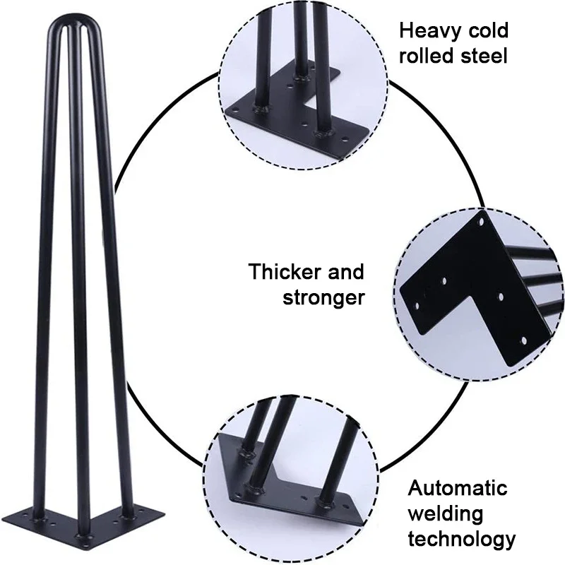 YOUTHUA Hairpin Legs (4PCS) Black Bench Legs Heavy-Duty 3-Rod Coffee Table Legs Furniture Legs with Floor Protectors
YOUTHUA Hairpin Legs (4PCS) Black Bench Legs Heavy-Duty 3-Rod Coffee Table Legs Furniture Legs with Floor Protectors