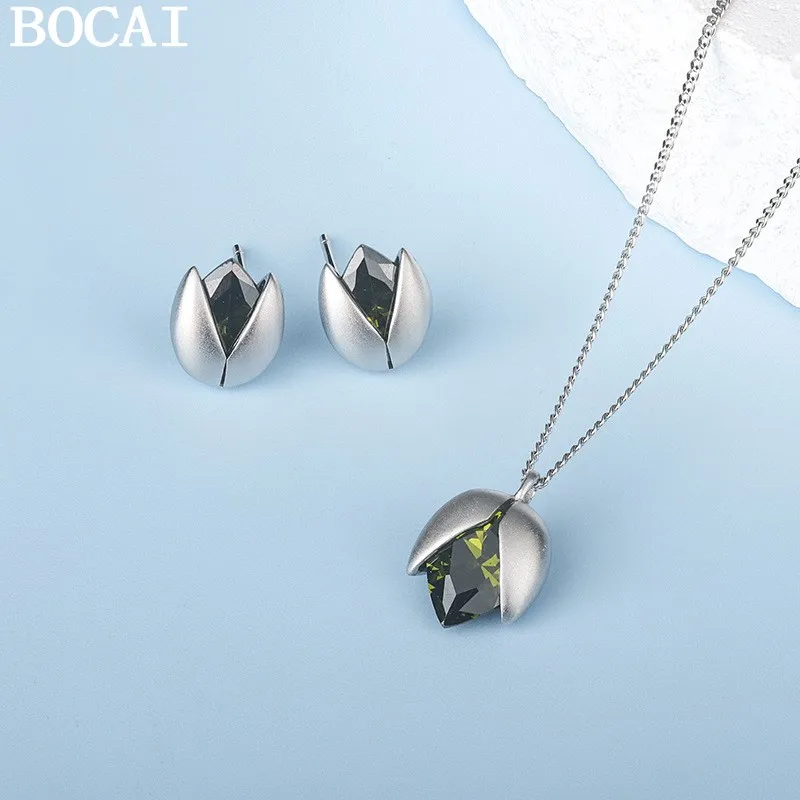 BOCAI NEW S925 Sterling Silver Simple And Fashionable Green Olivine Pistachio Pendant
BOCAI NEW S925 Sterling Silver Simple And Fashionable Green Olivine Pistachio Pendant