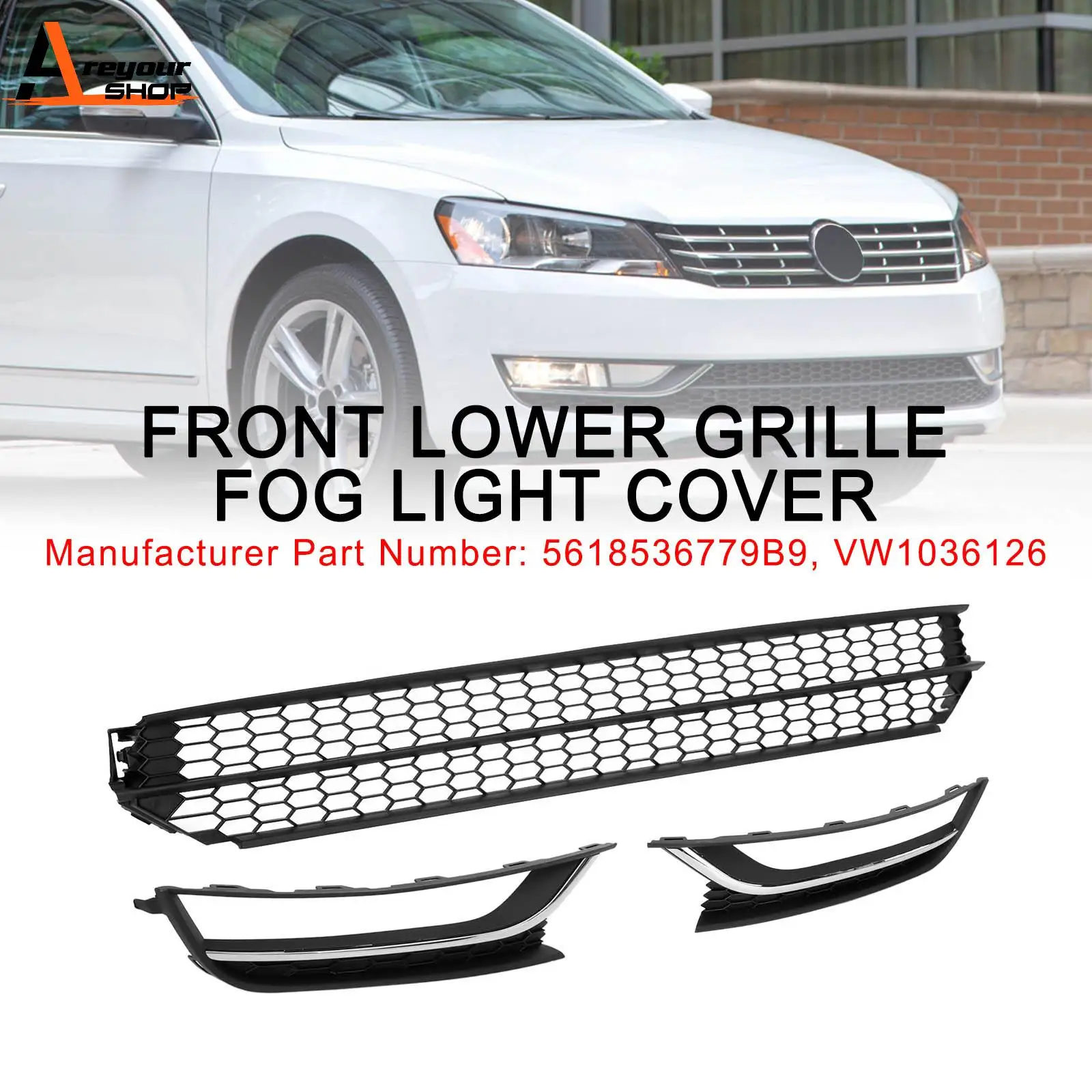 Areyourshop Front Lower Grille Grill Fog Light Cover Fit For VW Passat 2012-2015 Black & Chrome Car Accessories Parts
Areyourshop Front Lower Grille Grill Fog Light Cover Fit For VW Passat 2012-2015 Black & Chrome Car Accessories Parts